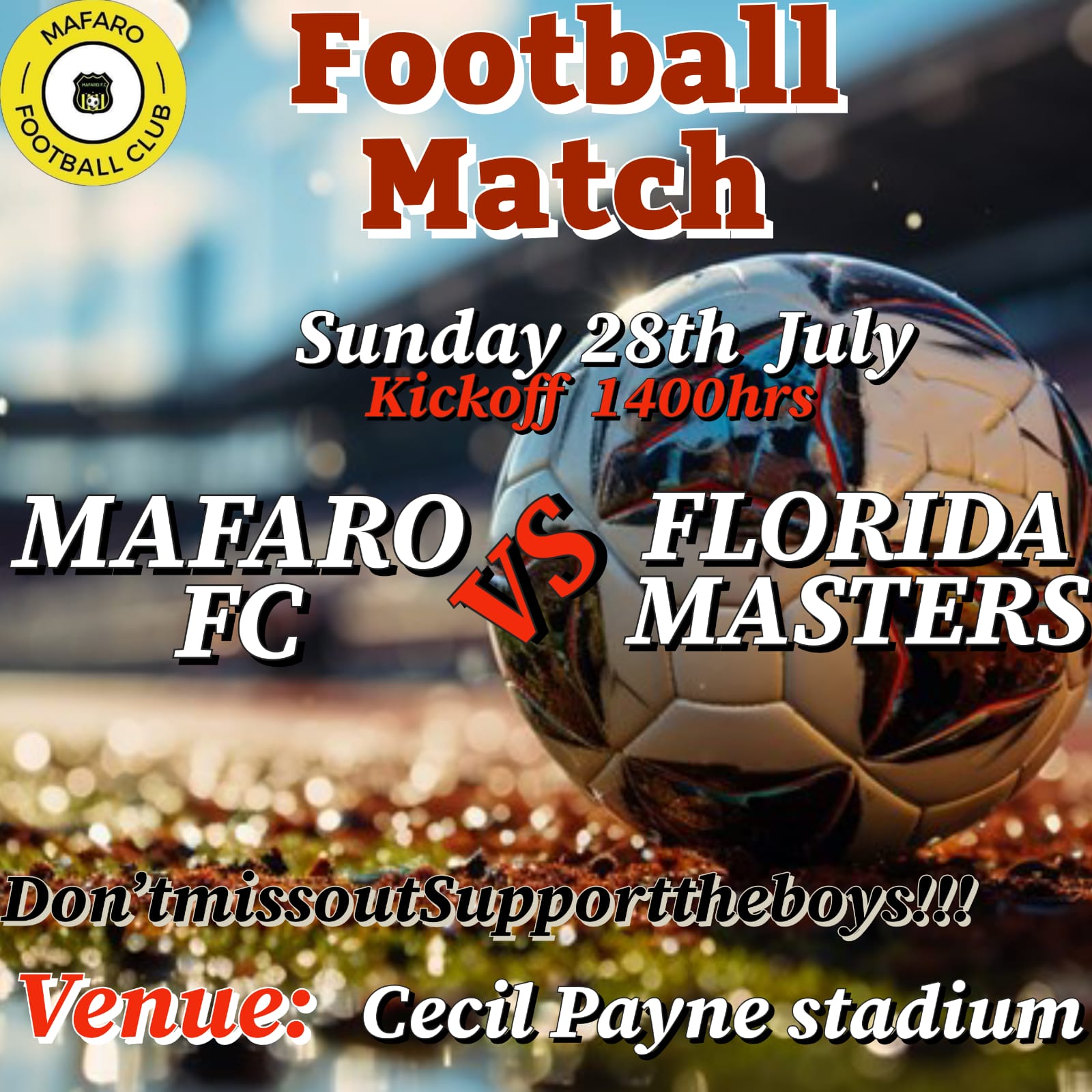 Exciting Clash at Cecil Payne Stadium: Mafaro Fc vs. Florida Fc.